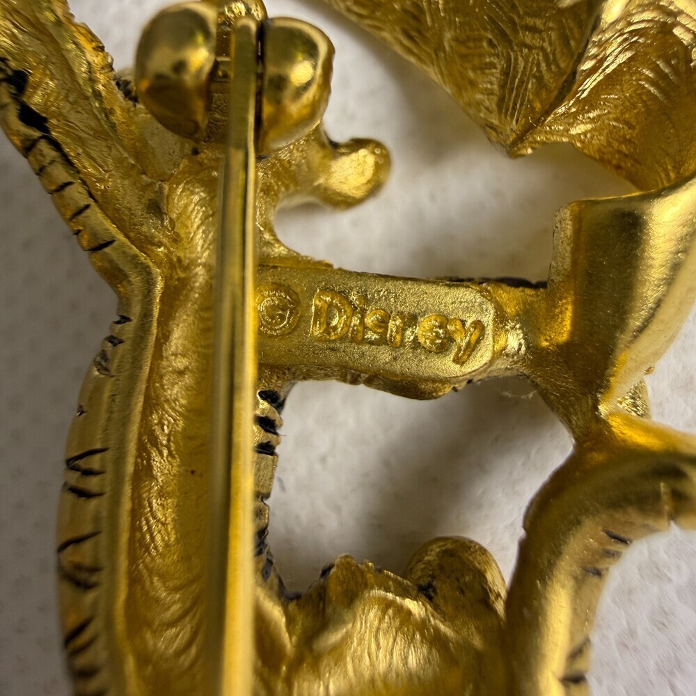Disney Tigger TTFN Pin Gold Tone Winnie the Pooh Ta Ta For Now Brooch Engraved - Picture 8 of 11